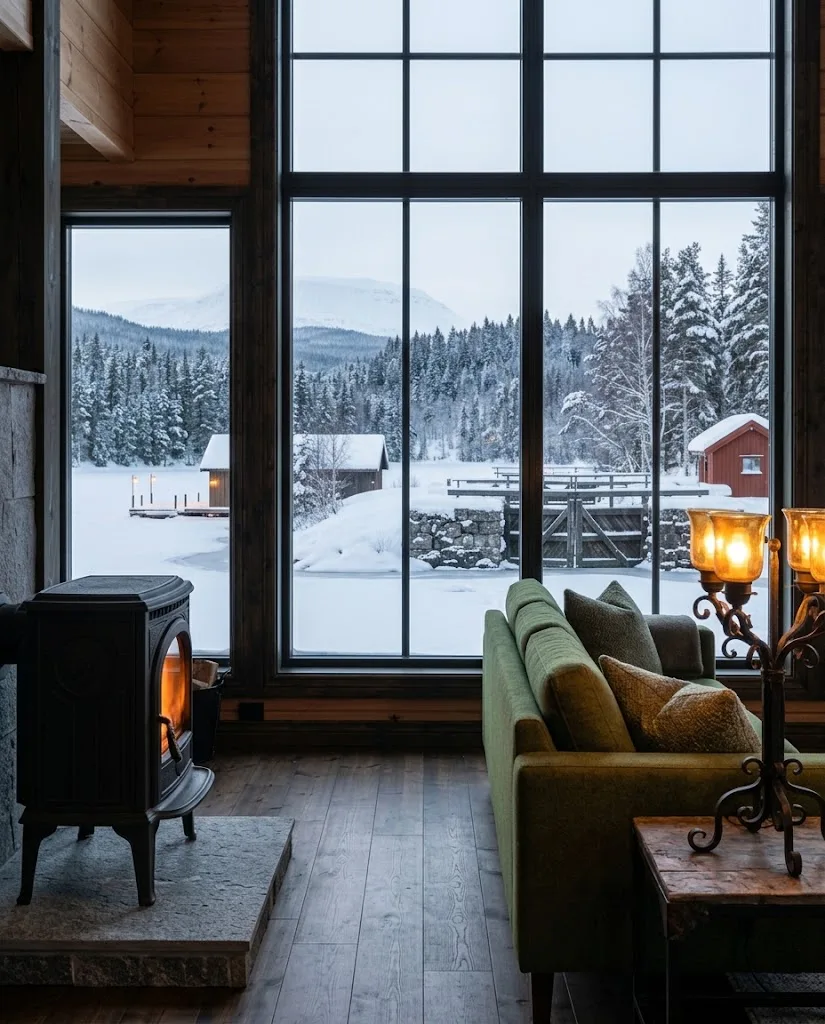 Artist's impression of the planned lounge, with a panoramic window over the lake and the mountains